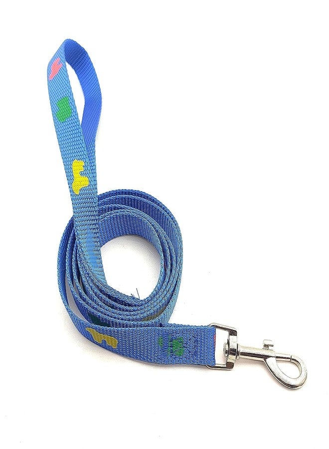 Pups&Pets Nylon Collar Leash Set Printed Adjustable & Durable Collar Leash Set 15 mm for All Small Breed Dog & Puppy 15 MM - Blue - Image 3